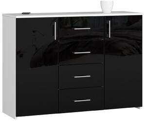 Ak furniture Komoda Torvi K 110,4 cm biela/čierna lesklá