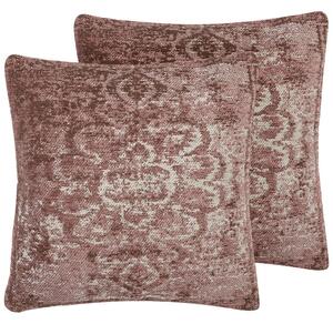Sada 2 dekoratívnych vankúšov ružový orientálny vzor 45 x 45 cm vintage glamour dekoratívne doplnky