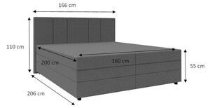 Čalúnená posteľ Alexa 160x200, sivá, vrátane matraca