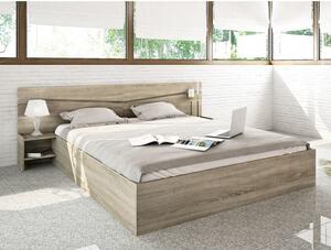 Drevená posteľ Arkadia 160x200,2nočné stolíky,sonoma,bez matraca