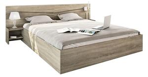 Drevená posteľ Arkadia 160x200,2nočné stolíky,sonoma,bez matraca