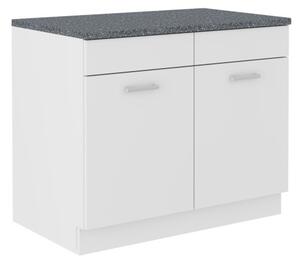Dolná dvojdverová skrinka NEIL - šírka 100 cm, biela / granit