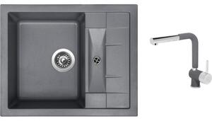 Granitový drez Sinks CRYSTAL 615 Titanium + Drezová batéria Sinks MIX 3 P Titanium