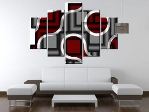 Gario 5 dielny obraz na plátne Trochu červeno-sivá Veľkosť: 150 x 70 cm