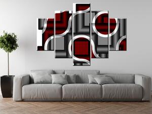 Gario 5 dielny obraz na plátne Trochu červeno-sivá Veľkosť: 150 x 70 cm