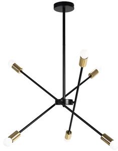 Toolight - Závesná stropná lampa Beam - čierna / zlatá - APP1116-6CP