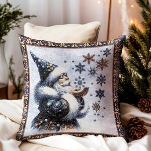 Vianočná gobelínová obliečka na vankúš s lurexom Magický Santa a snehové vločky Farba Viacfarebná Rozmery 42x42 cm