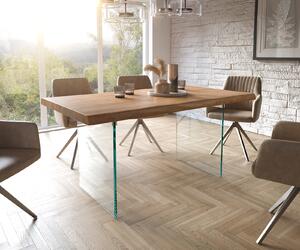 DELIFE Jedálenský stôl Edge 160x90 XL akácia prírodná sklo Live-Edge