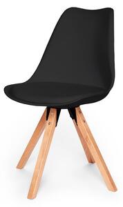 Súprava 2 čiernych stoličiek s podnožou z bukového dreva Essentials Gina