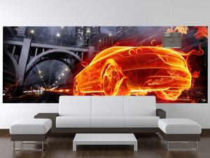 Gario Fototapeta Horiace auto Veľkosť: 268 x 100 cm, Materiál: Latexová