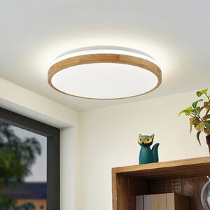 Lindby LED stropné svietidlo Emiva, Ø 49 cm, CCT, drevo