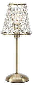 Stolová lampa Liora, starý mosadz/číra, stmievateľná, nabíjacie stanica, Hnedá / staromosadz, Obývacia izba / jedáleň, kov, Stojacie svietidlo