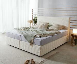 DELIFE Boxspring posteľ Dream-Well plyšový manšester béžová 180×200 cm vrecková pružinová matrac topper