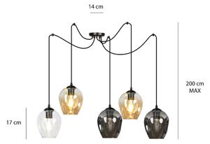 Emibig LEVEL 5 | dizajnová káblová závesná lampa Farba: Čierna / transparentná