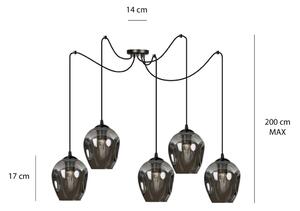 Emibig LEVEL 5 | dizajnová káblová závesná lampa Farba: Čierna / medová
