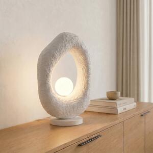 Opviq Stolová lampa Vaslı, biela, výška 50 cm, sklolaminát, G9, Biela / opálová, Obývacia izba / jedáleň, Plast, Moderný