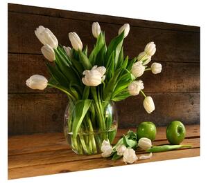 Gario Fototapeta Biele tulipány Veľkosť: 200 x 135 cm, Materiál: Latexová