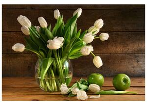Gario Fototapeta Biele tulipány Veľkosť: 200 x 135 cm, Materiál: Vliesová