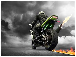 Gario Fototapeta Rýchla motorka s plameňom Veľkosť: 200 x 135 cm, Materiál: Latexová