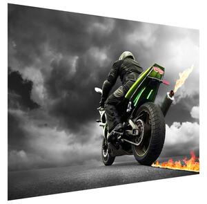 Gario Fototapeta Rýchla motorka s plameňom Veľkosť: 200 x 150 cm, Materiál: Latexová