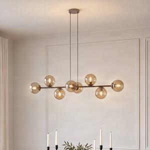 EMIBIG LIGHTING Závesné svietidlo Rossi, béžové, dĺžka 130 cm, 8-pl., sklo/kov, Krémová / jantárovo žltá, Obývacia izba / jedáleň, Sklo, Moderný, Závesné svietidlo