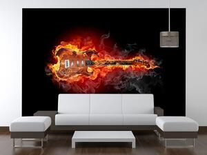 Gario Fototapeta Gitara v plameni Veľkosť: 200 x 135 cm, Materiál: Latexová