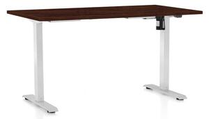 Výškovo nastaviteľný stôl OfficeTech A, 140 x 80 cm, biela podnož, wenge