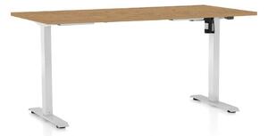 Výškovo nastaviteľný stôl OfficeTech A, 160 x 80 cm, biela podnož, dub kamenný