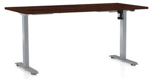 Výškovo nastaviteľný stôl OfficeTech A, 160 x 80 cm, sivá podnož, wenge