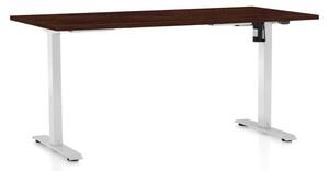 Výškovo nastaviteľný stôl OfficeTech A, 160 x 80 cm, biela podnož, wenge