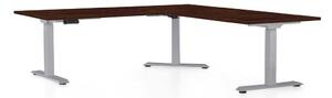 Výškovo nastaviteľný stôl OfficeTech Angle, 180 x 200 cm, sivá podnož, wenge