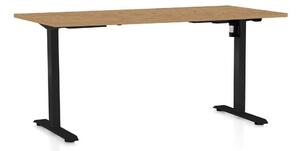 Výškovo nastaviteľný stôl OfficeTech A, 160 x 80 cm, čierna podnož, dub kamenný