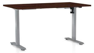 Výškovo nastaviteľný stôl OfficeTech A, 140 x 80 cm, sivá podnož, wenge