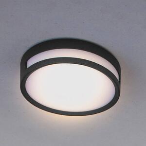 LED stropné svietidlo Rola, vonkajšie, čierne, Ø 18 cm