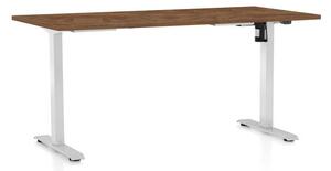 Výškovo nastaviteľný stôl OfficeTech A, 160 x 80 cm, biela podnož, dub silverjack