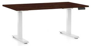Výškovo nastaviteľný stôl OfficeTech C, 120 x 80 cm, biela podnož, wenge