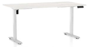 Výškovo nastaviteľný stôl OfficeTech B, 160 x 80 cm, biela podnož, biely jaseň