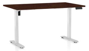 Výškovo nastaviteľný stôl OfficeTech B, 120 x 80 cm, biela podnož, wenge