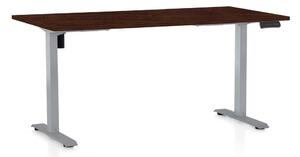 Výškovo nastaviteľný stôl OfficeTech B, 160 x 80 cm, sivá podnož, wenge