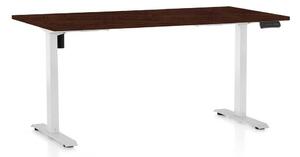 Výškovo nastaviteľný stôl OfficeTech B, 160 x 80 cm, biela podnož, wenge