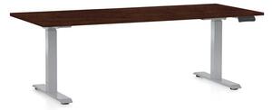 Výškovo nastaviteľný stôl OfficeTech D, 180 x 80 cm, sivá podnož, wenge