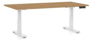 Výškovo nastaviteľný stôl OfficeTech C, 160 x 80 cm, biela podnož, dub kamenný