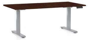 Výškovo nastaviteľný stôl OfficeTech D, 160 x 80 cm, sivá podnož, wenge