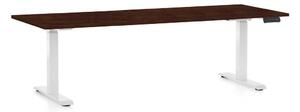Výškovo nastaviteľný stôl OfficeTech C, 200 x 80 cm, biela podnož, wenge