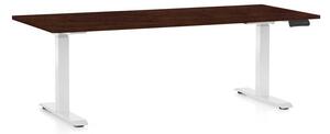 Výškovo nastaviteľný stôl OfficeTech C, 180 x 80 cm, biela podnož, wenge