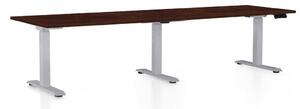 Výškovo nastaviteľný stôl OfficeTech Long, 260 x 80 cm, sivá podnož, wenge