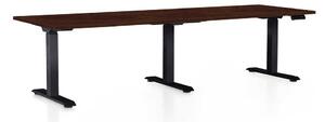 Výškovo nastaviteľný stôl OfficeTech Long, 240 x 80 cm, čierna podnož, wenge