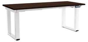 Výškovo nastaviteľný stôl OfficeTech Strong 180 x 80 cm, biela podnož, wenge