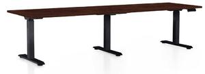 Výškovo nastaviteľný stôl OfficeTech Long, 260 x 80 cm, čierna podnož, wenge