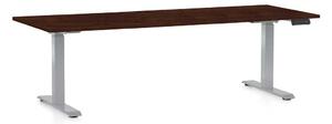 Výškovo nastaviteľný stôl OfficeTech D, 200 x 80 cm, sivá podnož, wenge